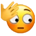 Yellow smiley face covering its eyes with one hand in a gesture of frustration.