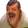 El Risitas laughing with his mouth wide open and head tilted back.