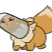 A small brown fox-like creature looking confused with a clear glass cup covering its head.
