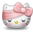 Hello Kitty with a pink bandage wrapped around her head and closed eyes.