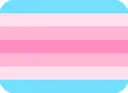 Transgender pride flag with horizontal stripes of blue, pink, and white.