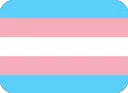 Transgender pride flag with horizontal stripes of light blue, pink, and white.