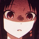 Anime girl with a dark shadow over her eyes looking shocked and confused.