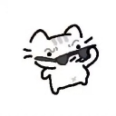 Cat wearing sunglasses and looking smug with a hand on its face.