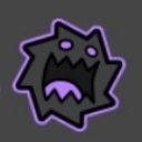 A jagged, dark gray creature with a glowing purple outline screaming with an open mouth.