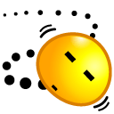 A yellow smiley face tilted to the side with closed eyes and a flat mouth, expressing boredom.