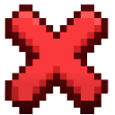 Red pixel art cross symbol with a dark outline.