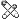 Three silver safety pins arranged in a crossing pixel art pattern.
