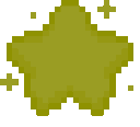 Four gold pixelated stars arranged in a row with small sparkles surrounding them.
