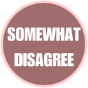 Somewhat Disagree text written in white bold font inside a brown circle with a light pink border.