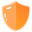 Shield icon in flat orange pixel art style.