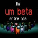 A group of colorful space characters standing together with Portuguese text above them that reads Há um beta entre nós.