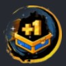 A stylized golden chest icon with a plus one symbol floating above it.