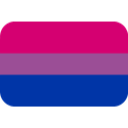 Flag with horizontal stripes of pink, purple, and blue.