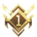 Gold badge with a number one in the center and stylized wings on the sides.