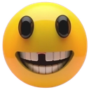 A 3D yellow smiley face with a wide, gap-toothed grin and large black eyes.