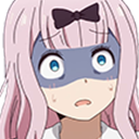 Chika Fujiwara with a shocked expression and a dark shadow over her eyes.
