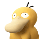 Psyduck looking around with a blank, confused expression.