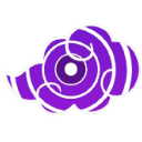 A stylized purple cloud with a dark, centered eye and a swirling, wind-like tail.
