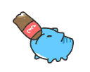 Bugcat Capoo drinks from a bottle and then vibrates intensely with excitement.