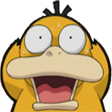 Psyduck with wide eyes and an open mouth looking panicked.