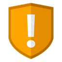 Orange shield icon with a white exclamation mark in the center.