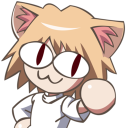 Neco-Arc with cat ears throwing a punch forward with a smug expression.