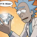 Rick Sanchez crying with joy while holding a large sparkling diamond.