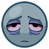 A gray circular face with heavy, droopy eyelids and dark circles under the eyes looking exhausted.