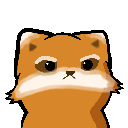 A small orange animal with a serious expression suddenly blows a large pink bubblegum bubble.
