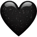 Black heart shape covered in sparkling white glitter.