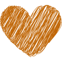 Orange heart symbol with a textured appearance.