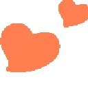 Orange hearts floating in a cluster against a white background.