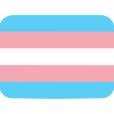 Transgender pride flag with horizontal stripes of light blue, pink, and white.