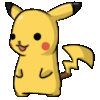Pikachu bouncing up and down with a happy expression.