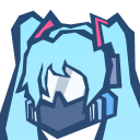 A stylized character with long hair wearing a blue and gray futuristic diving mask.
