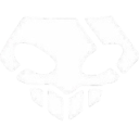 Cracked skull icon with jagged teeth in high-contrast black and white pixel art.