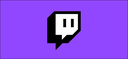 Twitch logo featuring a white stylized chat bubble with two vertical lines on a purple background.