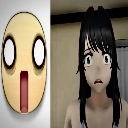 A split image showing a yellow shocked emoticon on the left and a 3D anime girl with a matching shocked expression on the ri…