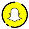 Snapchat ghost logo with a distorted, deep-fried red and black color scheme on a yellow background.