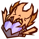 A stylized character head with spiky hair and large blue-tinted goggles.