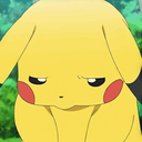 Pikachu with a pouty, unimpressed expression and rosy cheeks.