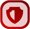 Shield icon in a bold red color with a rounded square border.