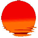 Four identical pixel art suns with orange reflections on a white background.