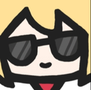 A cartoon character with blonde hair wearing black sunglasses and a red tie.