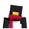 A row of four blocky penguins in red scarves, each tilted at a progressively steeper angle to the right.