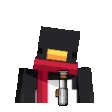A pixel art penguin wearing a red scarf draws a glowing green lightsaber.
