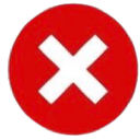 A white X symbol centered inside a bold red circle.