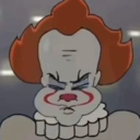 Pennywise the clown with a smug, judgmental expression and narrowed eyes.