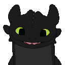 Toothless the dragon licks the screen with a large pink tongue in a pixel art style.
